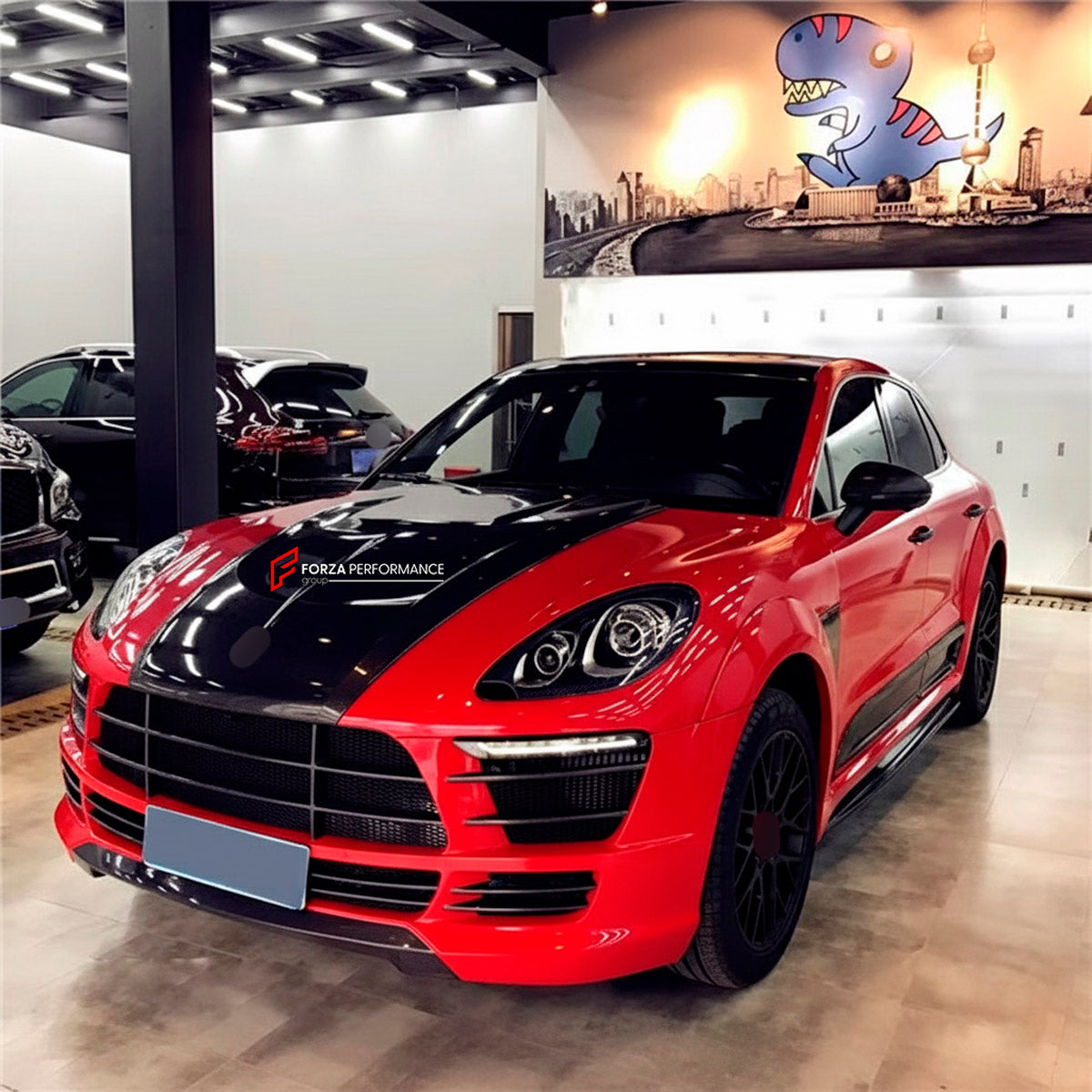CARBON BODY KIT for Porsche Macan 95B.1 2014 - 2018
Set includes:

Front Bumper Assembly
Hood Bonnet
Front Fenders
Side Skirts
Body Side Door Moldings
Rear Fenders
Roof Spoiler
Ducktail Spoiler
Rear Bumper
Rear Diffuser
Material: Carbon

NOTE: Professional installation is required.
