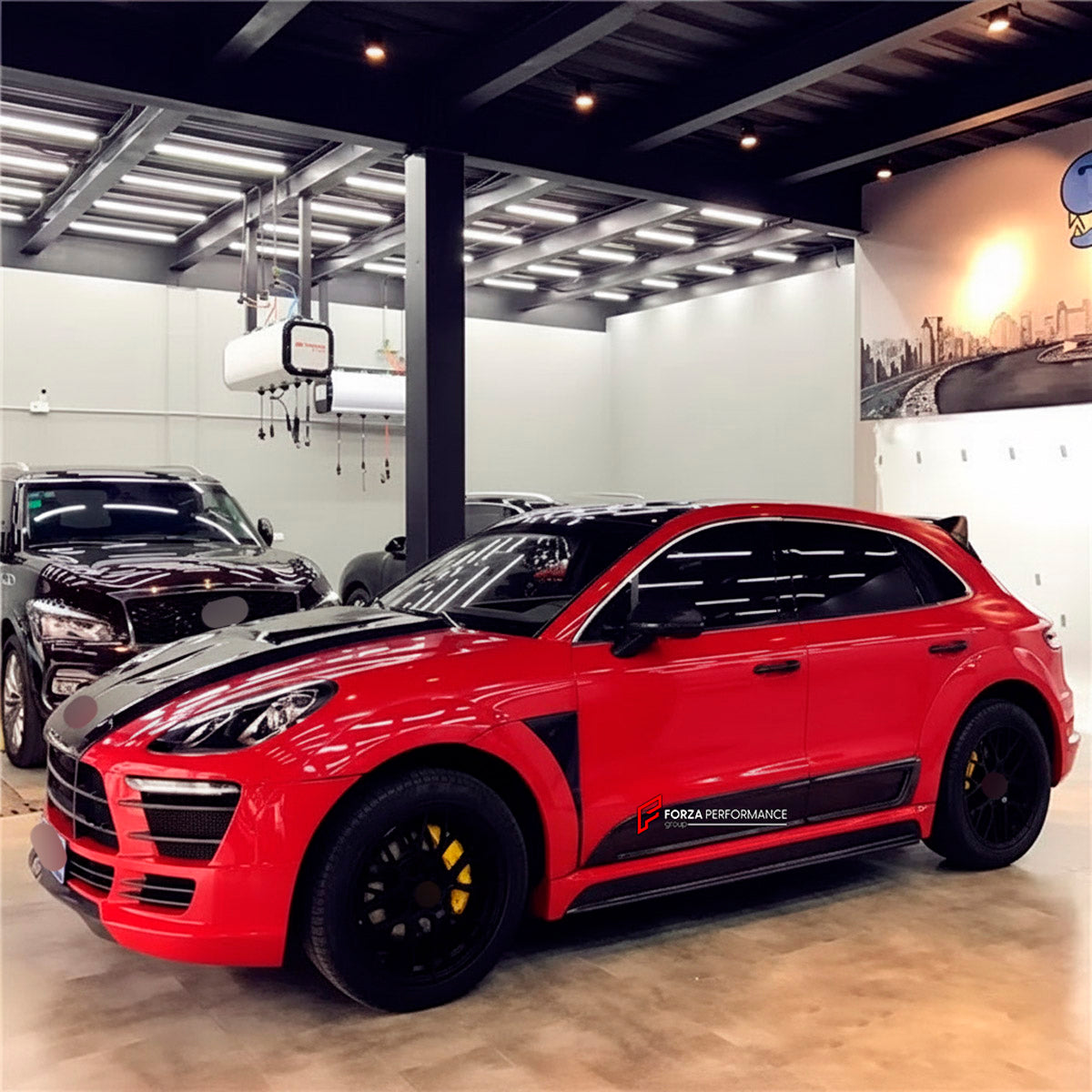 CARBON BODY KIT for Porsche Macan 95B.1 2014 - 2018
Set includes:

Front Bumper Assembly
Hood Bonnet
Front Fenders
Side Skirts
Body Side Door Moldings
Rear Fenders
Roof Spoiler
Ducktail Spoiler
Rear Bumper
Rear Diffuser
Material: Carbon

NOTE: Professional installation is required.