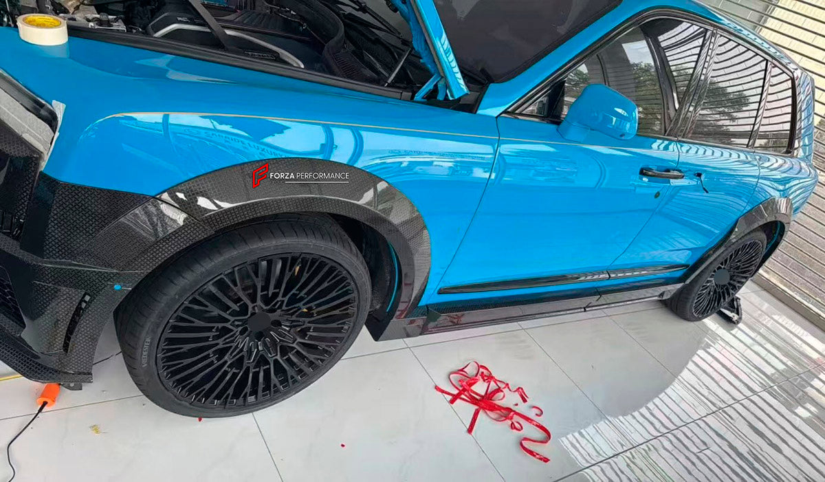 CARBON BODY KIT for ROLLS ROYCE CULLINAN 2024+ FORZA PERFORMANCE custom fit 1016
Set includes:

Front Lip
Front Bumper Assembly
Front Fenders Flares
Side Skirts
Body Side Door Moldings
Rear Fenders Flares
Roof Spoiler
Ducktail Spoiler
Rear Diffuser
Material: Carbon

NOTE: Professional installation is required.