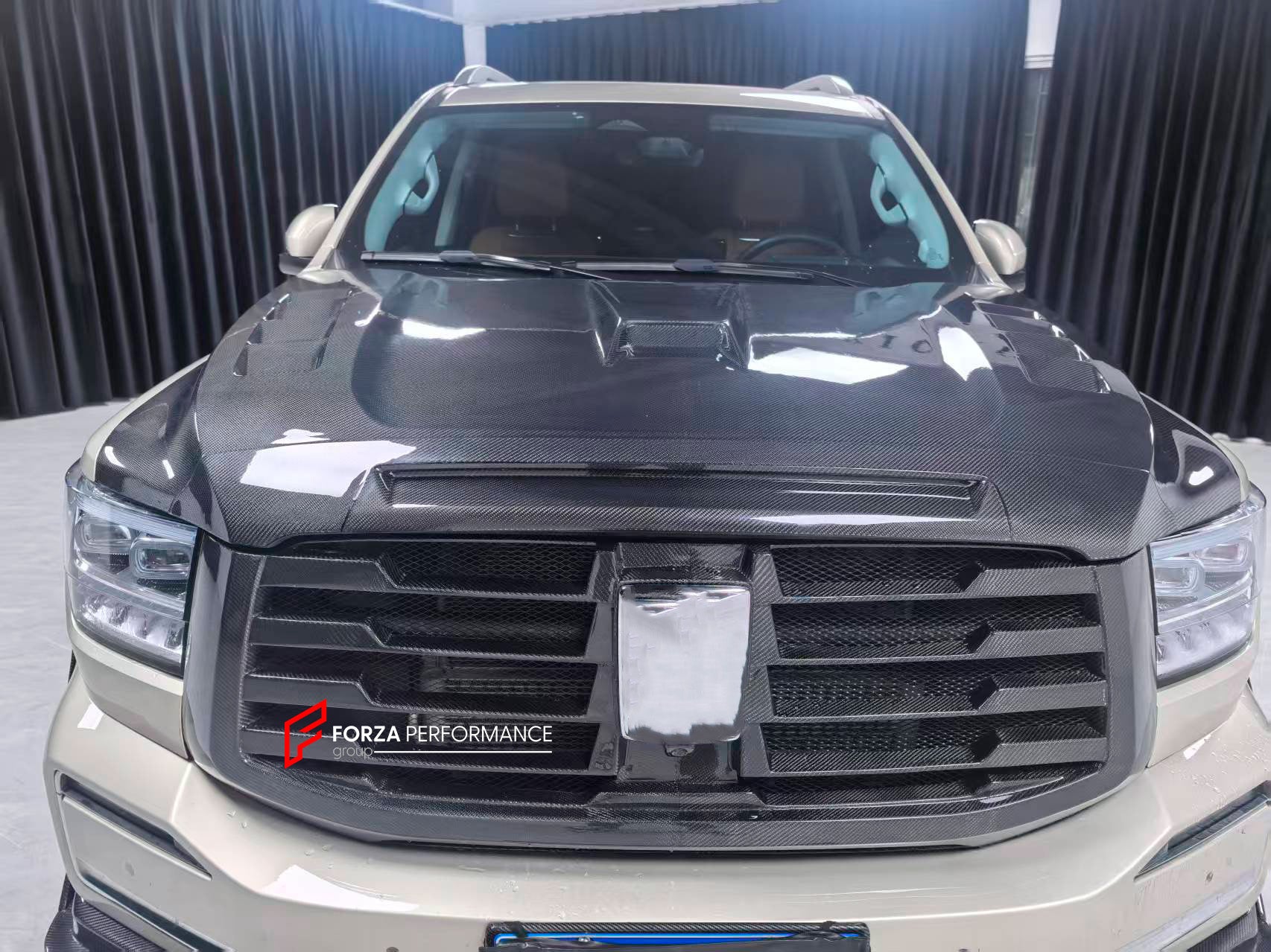 CARBON BODY KIT for TANK 500 2022+

Set includes:

Front Lip
Front Grille
Hood
Fender Flares
Roof Spoiler
Trunk Spoiler
Rear Diffuser

Material: Carbon

Note: Professional installation is required.