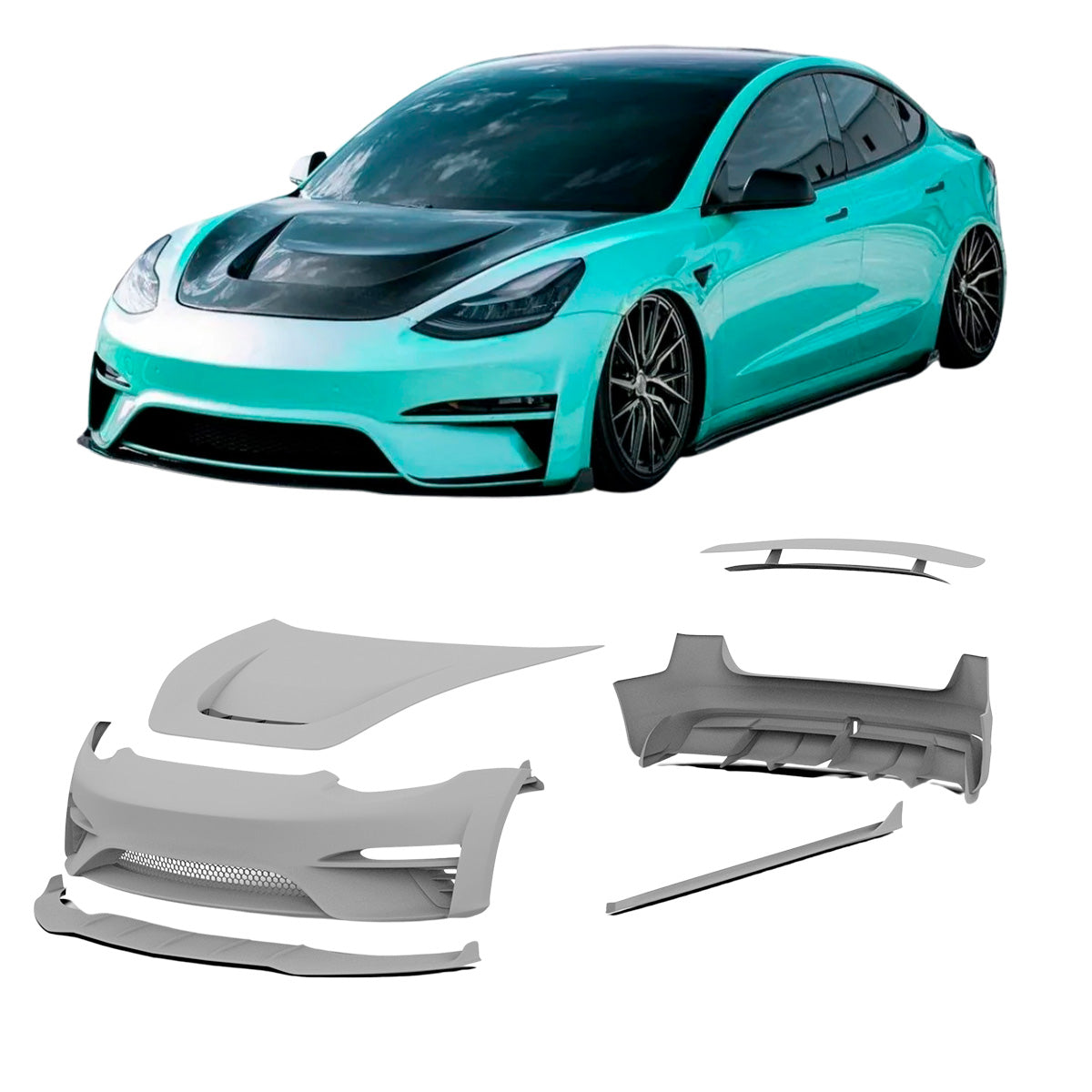 CARBON BODY KIT for TESLA MODEL 3 2017 - 2023

Set includes:

Front Lip
Front Bumper Assembly
Hood / Bonnet

Side Skirts

Rear Spoiler
Rear Bumper
Rear Diffuser

Material: Wet Carbon with Fiberglass

NOTE: Professional installation is required.

Why “Contact Us for Pricing”?

We don’t display fixed prices because our goal is to offer you the most competitive deal possible. Product costs often decrease over time, and by requesting a quote, you’ll receive our most up-to-date price on market.

SECURED PAYMENT 