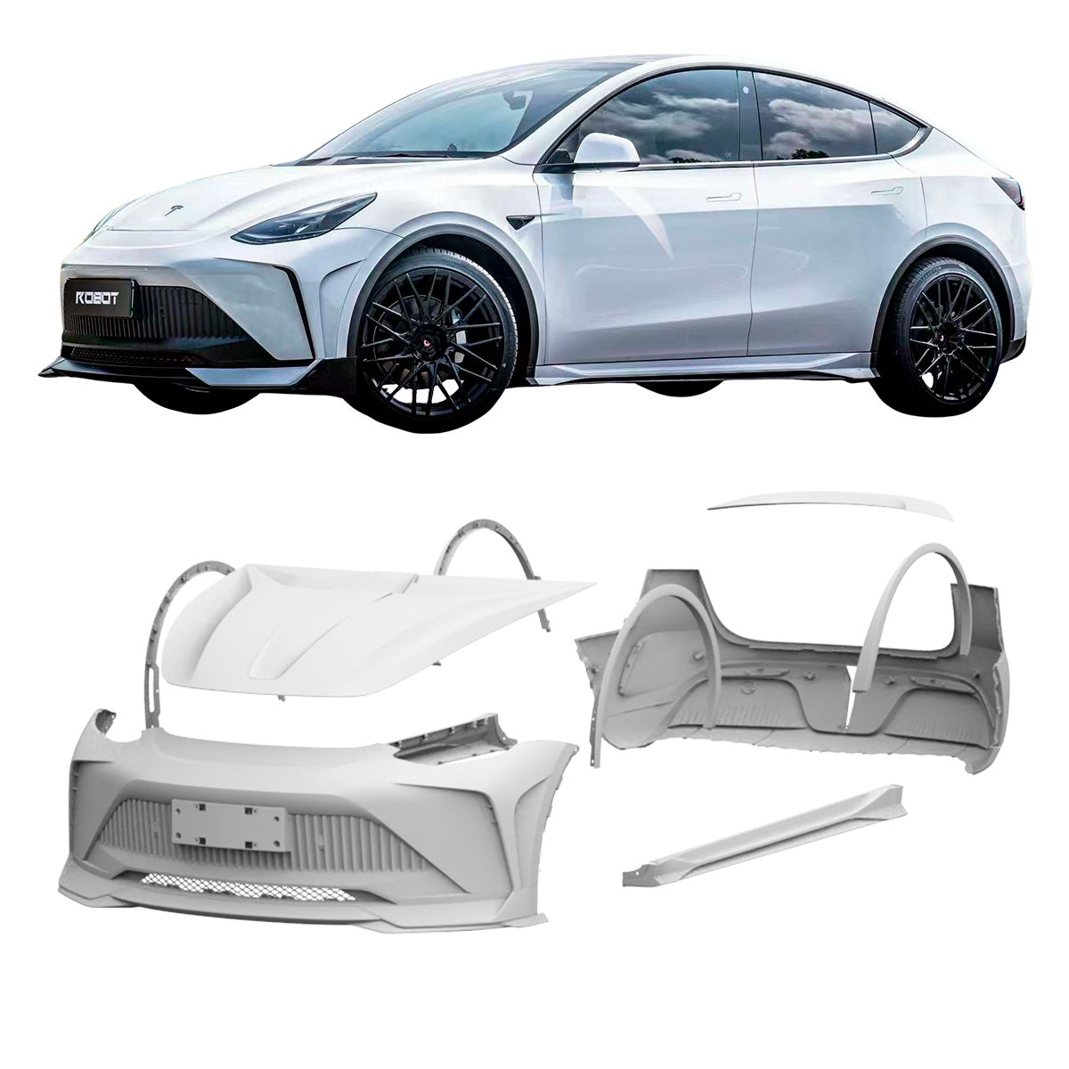 CARBON BODY KIT for TESLA MODEL Y 2020 - 2024

Set includes:

Front Lip
Front Bumper Assembly

Front Fender Flares
Hood / Bonnet

Side Skirts

Rear Fender Flares
Rear Spoiler
Rear Bumper
Rear Diffuser

Material:&nbsp;Wet Carbon with Fiberglass

NOTE:&nbsp;Professional installation is required.

Why “Contact Us for Pricing”?

We don’t display fixed prices because our goal is to offer you the most competitive deal possible. Product costs often decrease over time, and by requesting a quote, you’ll receive our 