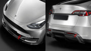 CARBON BODY KIT for TESLA MODEL Y 2020 - 2025 FORZA PERFORMANCE Custom fit Dry Carbon Achen Cybe Achencybe Design Style
Set includes:

Cup Holder Panel
Front Lip
Rear Diffuser (Can be made of Plastic)
Rear Spoiler
Material: Carbon + Plastic

NOTE: Professional installation is required.