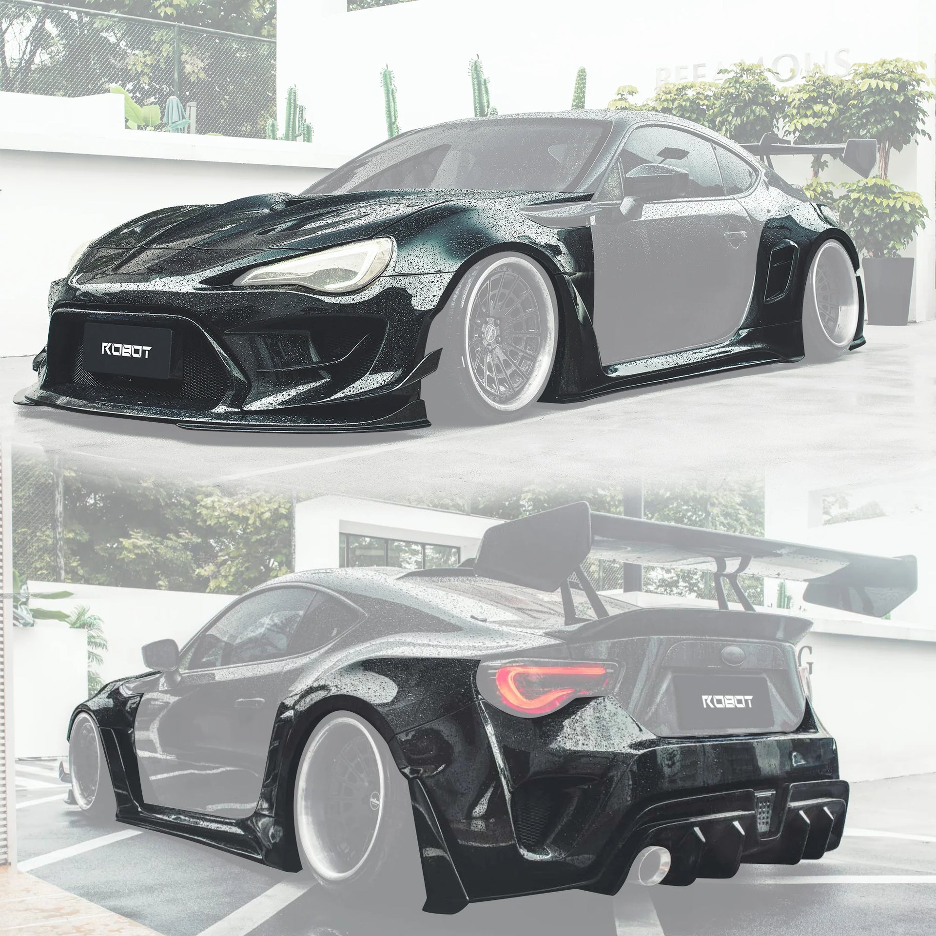 CARBON WIDE BODY KIT for TOYOTA GT86 SUBARU BRZ ZN6 2012 - 2021

Set includes:

Front Lip
Front Bumper Assembly

Front Bumper Canards
Hood / Bonnet
Front Wide Fenders
Side Skirts

Rear Wide Fenders
Rear Wing Spoiler
Rear Spoiler / Ducktail
Rear Bumper
Rear Diffuser

Material:&nbsp;Wet Carbon with Fiberglass

NOTE:&nbsp;Professional installation is required. Fenders cutting is required. Suspension setup should be checked after fitting to avoid contact at full compression.

Recommended Wheels size:

Front:&nb