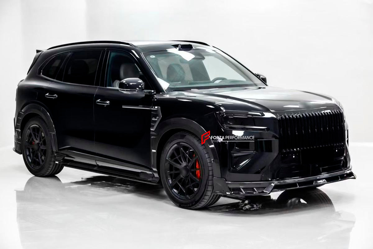 CARBON BODY KIT for ZEEKR 8X 2026+ Forza Performance Custom fit AMANS Style
Set includes:

Front Lip
Front Fender Vents
Front Fender Flares
Side Skirts
Side Steps
Rear Fender Flares
Rear Diffuser
Roof Spoiler
Trunk Spoiler
Forged Wheels
Material: Carbon

NOTE: Professional installation is required.