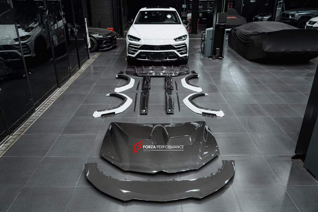 DRY CARBON BODY KIT FOR LAMBORGHINI URUS R-Style
Set includes:
Front Lip
Hood
Fender Flares
Side Skirts
Rear Spoiler
Rear Diffuser
Material: Dry Carbon
Note: Professional installation is required