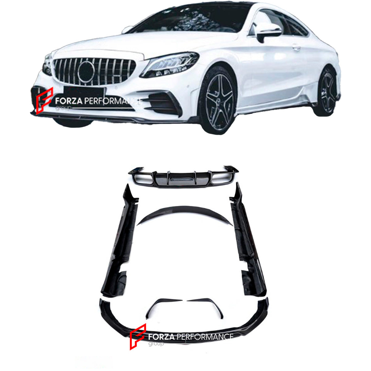 CARBON BODY KIT FOR MERCEDES-BENZ W205 C43 COUPE AMG SPORT 2019+