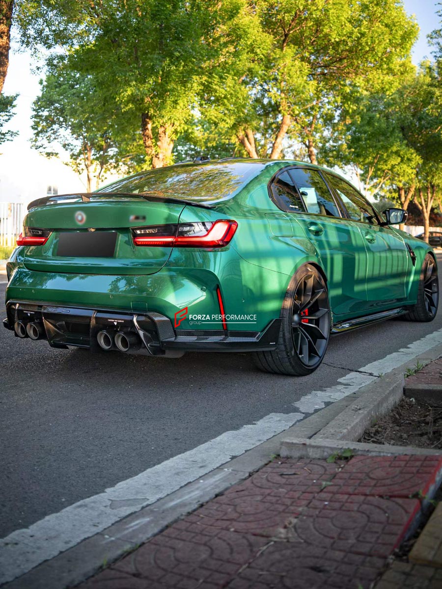 CARBON BODY KIT WITH CUP SERIES FRONT LIP for BMW M3 G82 M4 G80 2021 - 2024 FORZA PERFORMANCE Custom fit Dry Carbon Achen Cybe Achencybe Design Style
Set includes:

Cup Series Front Lip
Front Grille
Hood Bonnet Trim
Rear Diffuser
Rear Spoiler
Material: Carbon

NOTE: Professional installation is required.