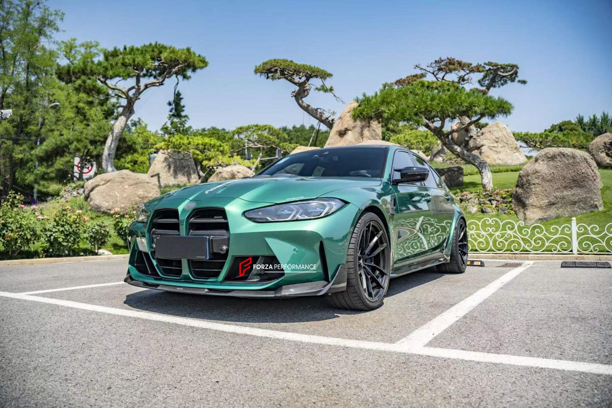 CARBON BODY KIT WITH CUP SERIES FRONT LIP for BMW M3 G82 M4 G80 2021 - 2024 FORZA PERFORMANCE Custom fit Dry Carbon Achen Cybe Achencybe Design Style
Set includes:

Cup Series Front Lip
Front Grille
Hood Bonnet Trim
Rear Diffuser
Rear Spoiler
Material: Carbon

NOTE: Professional installation is required.
