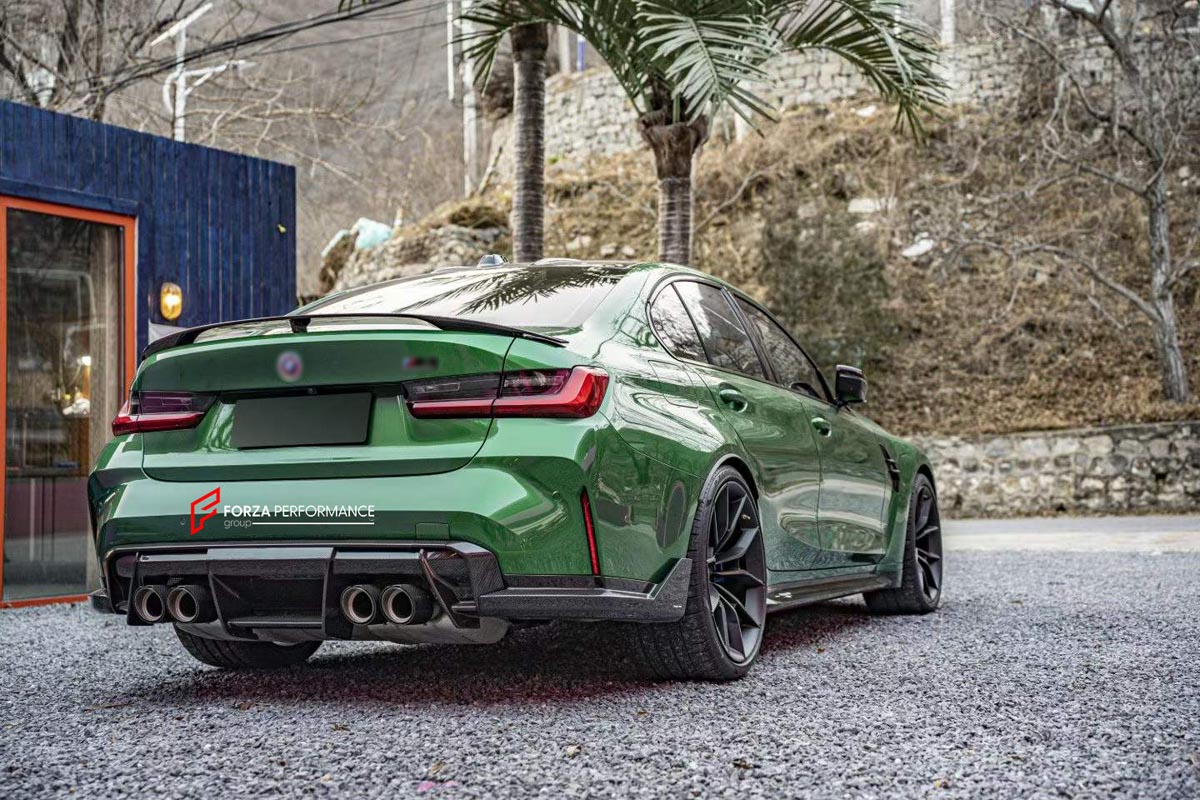 CARBON BODY KIT WITH CUP SERIES FRONT LIP for BMW M3 G82 M4 G80 2021 - 2024 FORZA PERFORMANCE Custom fit Dry Carbon Achen Cybe Achencybe Design Style
Set includes:

Cup Series Front Lip
Front Grille
Hood Bonnet Trim
Rear Diffuser
Rear Spoiler
Material: Carbon

NOTE: Professional installation is required.