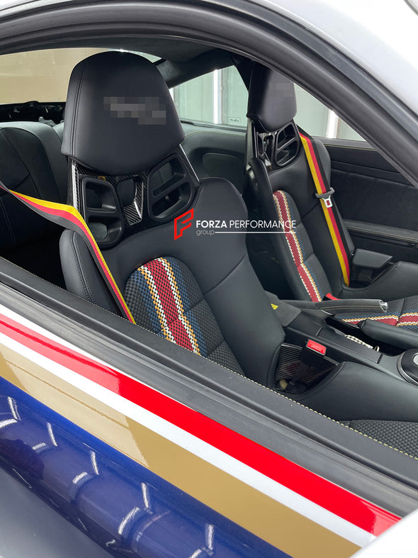 We manufacture custom carbon bucket seats for Porsche models. We offer fully customizable options including an optional memory foam insert, integrated side airbags, electric connectors to seat belts, and a seat occupancy sensor further elevate safety without compromising on a lightweight, durable construction—ensuring you race ahead with unmatched support.

Advantages of Forza Performance Group Bucket Seats:
Fully Customizable Design
Optional Memory Foam Insert

Integrated Side Airbags
Electric Connectors t