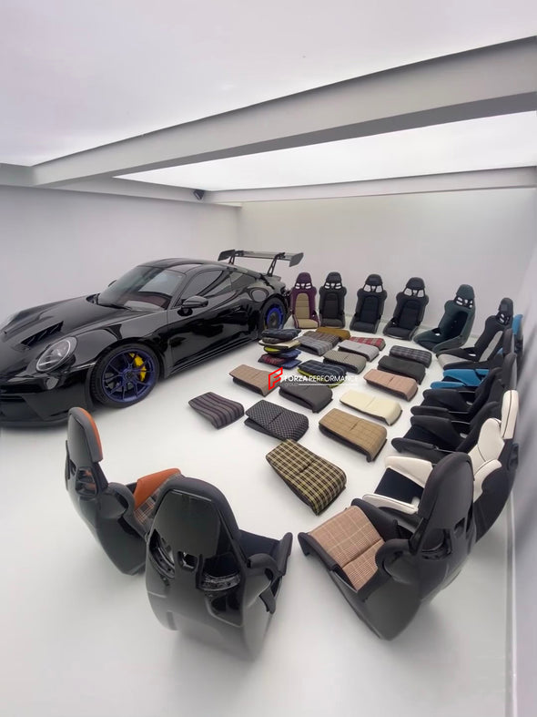 We manufacture custom carbon bucket seats for Porsche models. We offer fully customizable options including an optional memory foam insert, integrated side airbags, electric connectors to seat belts, and a seat occupancy sensor further elevate safety without compromising on a lightweight, durable construction—ensuring you race ahead with unmatched support.

Advantages of Forza Performance Group Bucket Seats:
Fully Customizable Design
Optional Memory Foam Insert

Integrated Side Airbags
Electric Connectors t