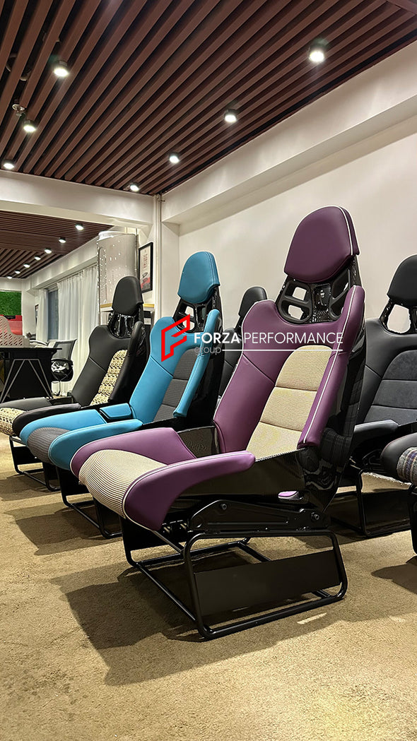 We manufacture custom carbon bucket seats for Porsche models. We offer fully customizable options including an optional memory foam insert, integrated side airbags, electric connectors to seat belts, and a seat occupancy sensor further elevate safety without compromising on a lightweight, durable construction—ensuring you race ahead with unmatched support.

Advantages of Forza Performance Group Bucket Seats:
Fully Customizable Design
Optional Memory Foam Insert

Integrated Side Airbags
Electric Connectors t