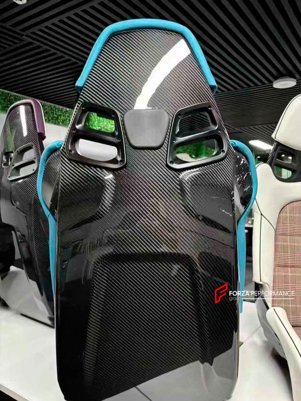 We manufacture custom carbon bucket seats for Porsche models. We offer fully customizable options including an optional memory foam insert, integrated side airbags, electric connectors to seat belts, and a seat occupancy sensor further elevate safety without compromising on a lightweight, durable construction—ensuring you race ahead with unmatched support.

Advantages of Forza Performance Group Bucket Seats:
Fully Customizable Design
Optional Memory Foam Insert

Integrated Side Airbags
Electric Connectors t