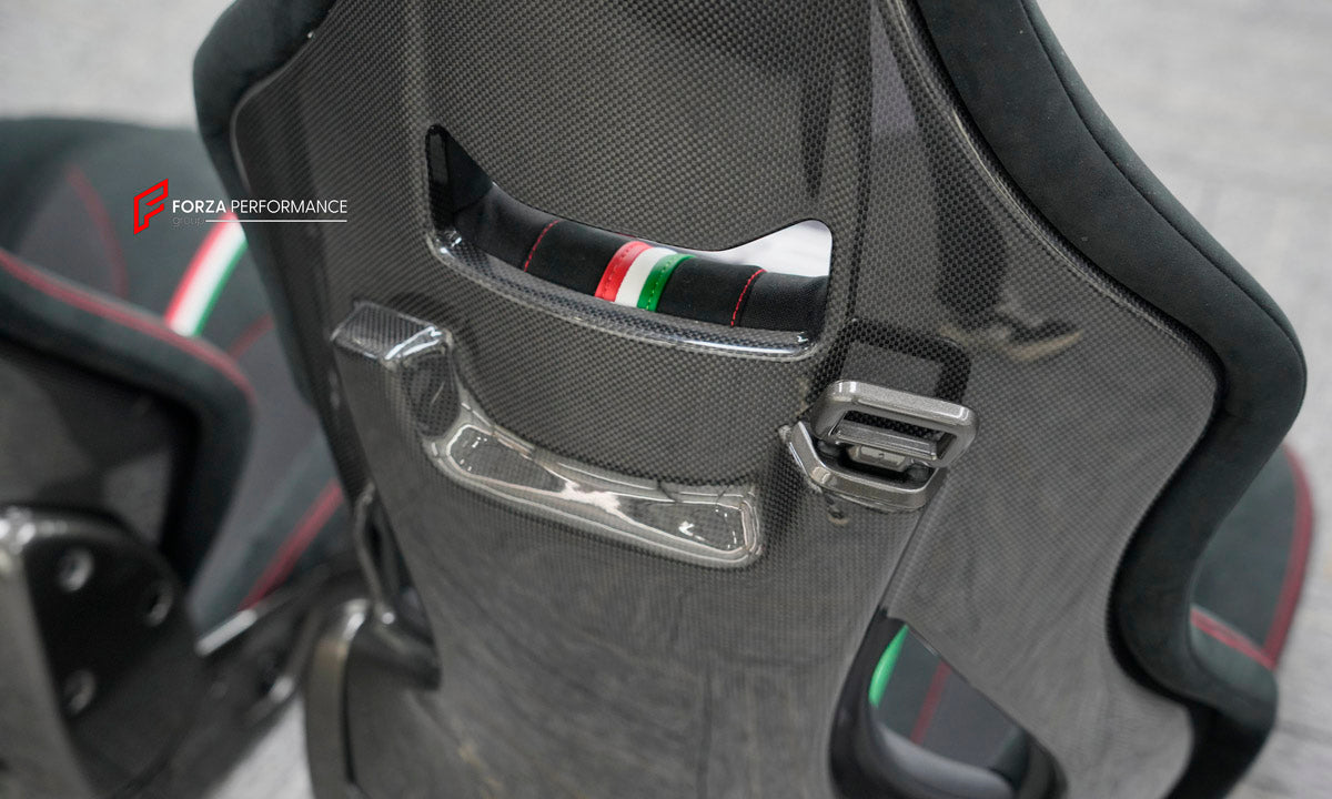 CARBON BUCKET SEATS LWCB for FERRARI F430 SPIDER 360 MODENA 458 ITALIA 488 GTB PISTA 812 GTS SUPERFAST F12 BERLINETTA F8 TRIBUTO 296 SF90 STRADALE PORTOFINO M CALIFORNIA T  PUROSANGUE ROMA 12CILINDRI

A single seat can be sold, purchasing a pair is not required.

All bucket seats photos on our website are real images of the actual product.

We produce custom carbon bucket seats for every Ferrari models. We offer fully customizable options.

Custom Options:

Cushion Inserts: Custom Design
Finishing Options: 