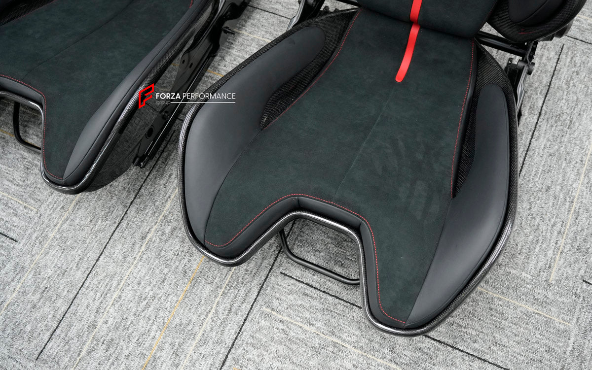CARBON BUCKET SEATS LWCB for FERRARI F430 SPIDER 360 MODENA 458 ITALIA 488 GTB PISTA 812 GTS SUPERFAST F12 BELINETTA F8 TRIBUTO 296 SF90 STRADALE PORTOFINO M CALIFORNIA T PUROSANGUE ROMA 12CILINDRI

A single seat can be sold, purchasing a pair is not required.

All bucket seats photos on our website are real images of the actual product.

We produce custom carbon bucket seats for every Ferrari models. We offer fully customizable options.

Custom Options:

Cushion Inserts: Custom Design

Finishing Options: A