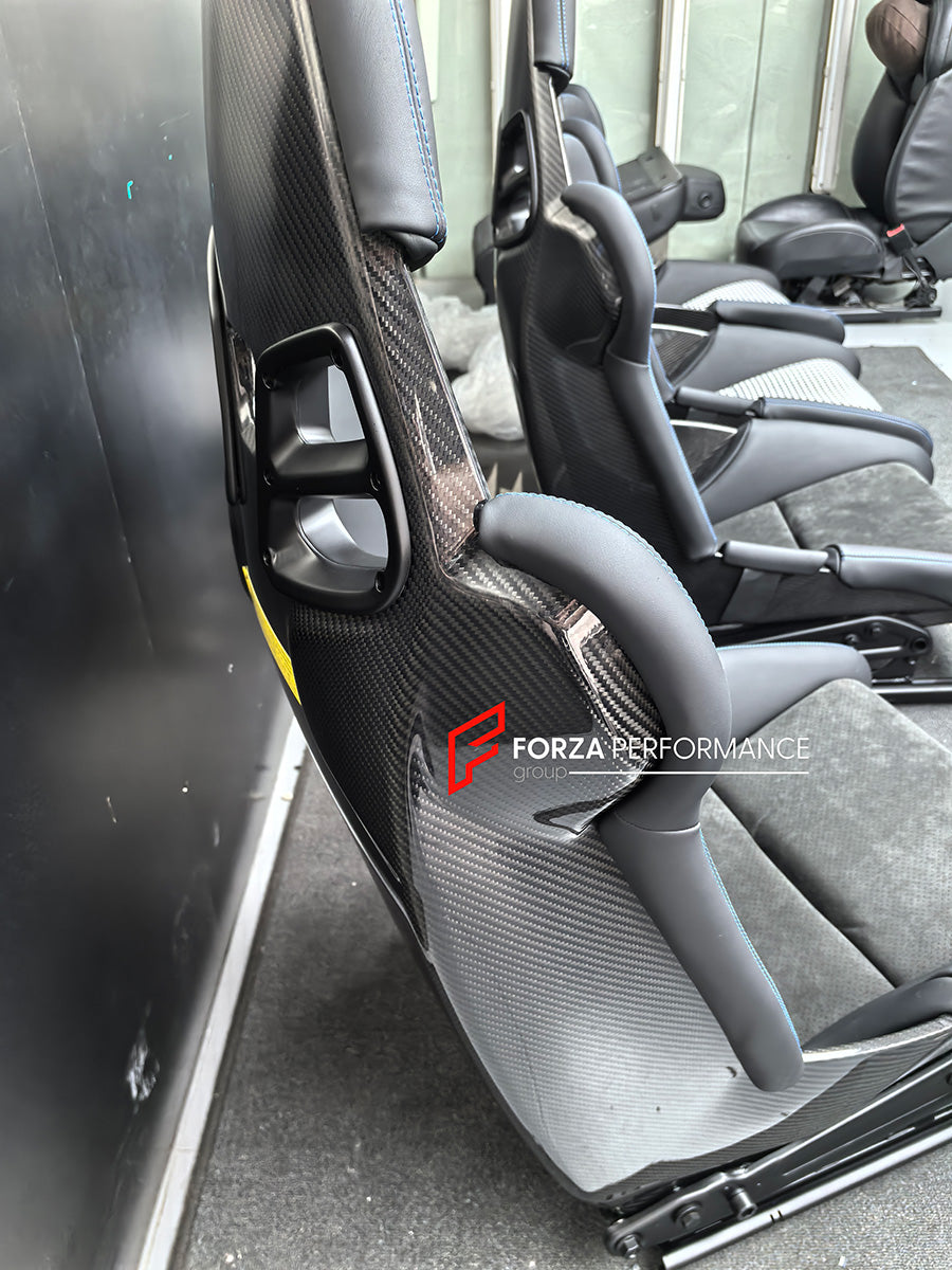 CARBON BUCKET SEATS LWCB for PORSCHE 911 991.2 GT3 2018

We manufacture custom carbon bucket seats for Porsche models. We offer fully customizable options including an optional memory foam insert, integrated side airbags, electric connectors to seat belts, and a seat occupancy sensor further elevate safety without compromising on a lightweight, durable construction—ensuring you race ahead with unmatched support.

Advantages of Forza Performance Group Bucket Seats:
Fully Customizable Design
Optional Memory F