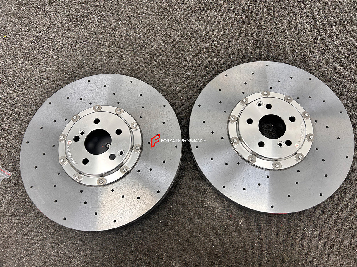 We manufacture premium quality carbon ceramic brakes discs rotors for MERCEDES BENZ S-CLASS S63 AMG W222 2013 - 2021 in any size

Specification:

6 Pot Front Brake Calipers
4 Pot Front Brake Calipers
Front disc: 420 mm, thickness 40 mm

Rear disc: 380 mm, thickness 32 mm
Material: Carbon Ceramic ( C / SiC) rings, Aluminium hat / bell

Includes: Carbon ceramic brake disсs / rotors, brake pads, spacers for calipers, hoses.

Fitment: Direct Bolt-On replace OE IRON