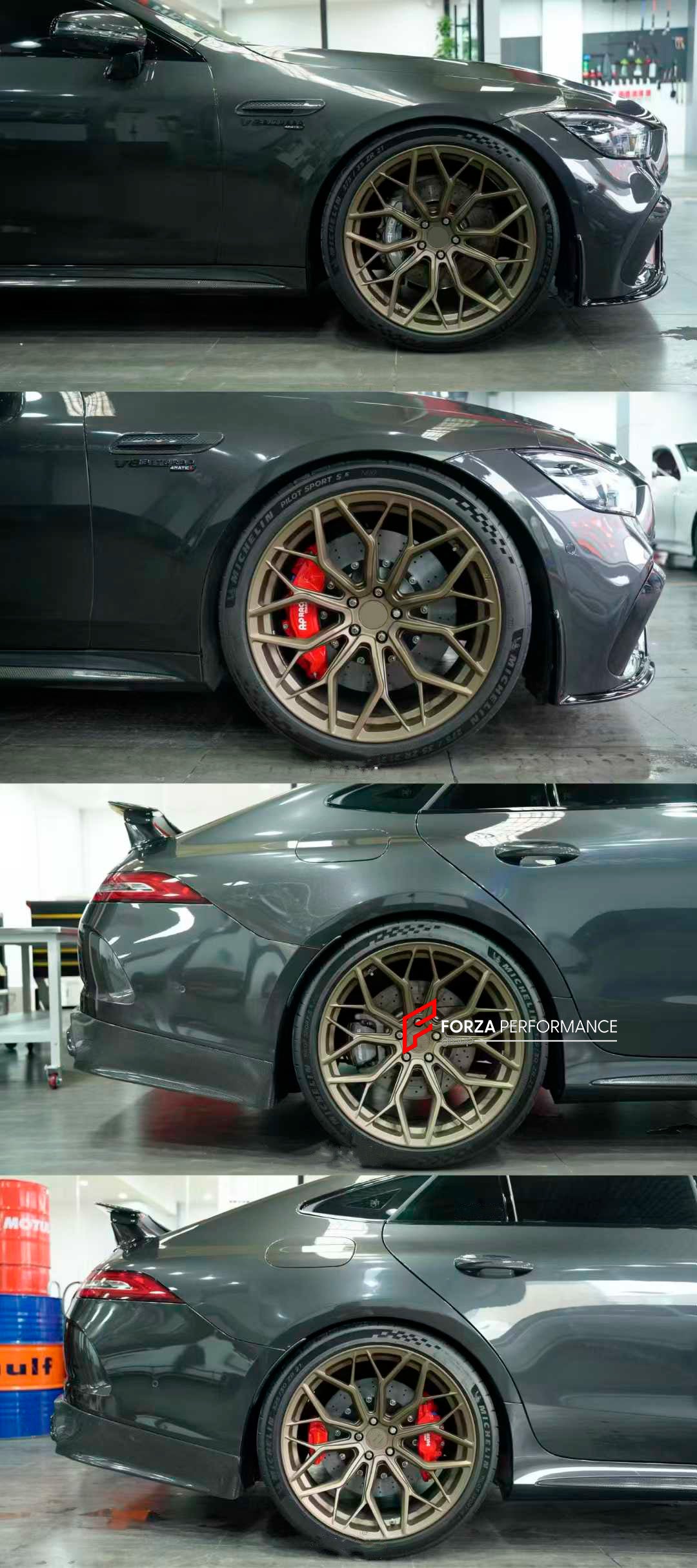 We manufacture premium quality carbon ceramic brakes discs rotors for MERCEDES BENZ AMG GT50 4 DOORS X290 2018+ in any size

Specification:

Authentic AP Racing CP9571 6 Pot Front Brake Calipers
Authentic AP Racing CP9582 4 pot Rear Brake Calipers

Electric Parking Brakes
Front disc: 410 mm, thickness 36 mm

Rear disc: 380 mm, thickness 28 mm
Material: Carbon Ceramic ( C / SiC) rings, Aluminium hat / bell

Includes: Carbon ceramic brake disсs / rotors, brake pads, brackets for calipers, hoses.

Fitment: Dir