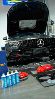 We manufacture premium quality carbon ceramic brakes discs rotors for MERCEDES BENZ AMG GT50 4 DOORS X290 2018+ in any size

Specification:

Authentic AP Racing CP9571 6 Pot Front Brake Calipers
Authentic AP Racing CP9582 4 pot Rear Brake Calipers

Electric Parking Brakes
Front disc: 410 mm, thickness 36 mm

Rear disc: 380 mm, thickness 28 mm
Material: Carbon Ceramic ( C / SiC) rings, Aluminium hat / bell

Includes: Carbon ceramic brake disсs / rotors, brake pads, brackets for calipers, hoses.

Fitment: Dir