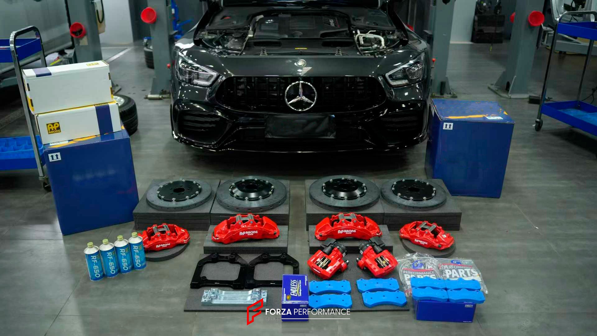 We manufacture premium quality carbon ceramic brakes discs rotors for MERCEDES BENZ AMG GT50 4 DOORS X290 2018+ in any size

Specification:

Authentic AP Racing CP9571 6 Pot Front Brake Calipers
Authentic AP Racing CP9582 4 pot Rear Brake Calipers

Electric Parking Brakes
Front disc: 410 mm, thickness 36 mm

Rear disc: 380 mm, thickness 28 mm
Material: Carbon Ceramic ( C / SiC) rings, Aluminium hat / bell

Includes: Carbon ceramic brake disсs / rotors, brake pads, brackets for calipers, hoses.

Fitment: Dir