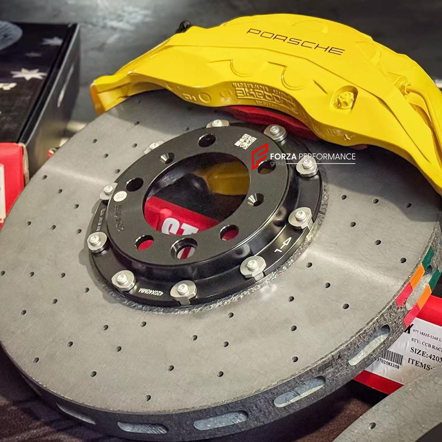 We manufacture premium quality carbon ceramic brakes discs rotors for PORSCHE CAYENNE 9Y 2018 - 2023 in any size

Specification:

Authentic Akebono 10 Pot Front Brake Calipers
Genuine Porsche 4 pot Rear Brake Calipers
Front disc: 420 mm, thickness 40 mm

Rear disc: 410 mm, thickness 32 mm
Material: Carbon Ceramic ( C / SiC) rings, Aluminium hat / bell

Includes: Carbon ceramic brake disсs / rotors, brake pads, brackets for calipers, hoses.

Fitment: Direct Bolt-On replace OE IRON

BRAKE DISCS ROTORS CAN BE 