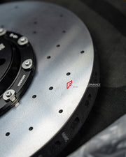 We manufacture premium quality carbon ceramic brakes discs rotors for PORSCHE CAYENNE 9Y 2018 - 2023 in any size

Specification:

Authentic Akebono 10 Pot Front Brake Calipers
Genuine Porsche 4 pot Rear Brake Calipers

Authentic Brembo Electric Parking Brakes
Front disc: 440 mm, thickness 40 mm

Rear disc: 410 mm, thickness 36 mm
Material: Carbon Ceramic ( C / SiC) rings, Aluminium hat / bell

Includes: Carbon ceramic brake disсs / rotors, brake pads, brackets for calipers, hoses.

Fitment: Direct Bolt-On r