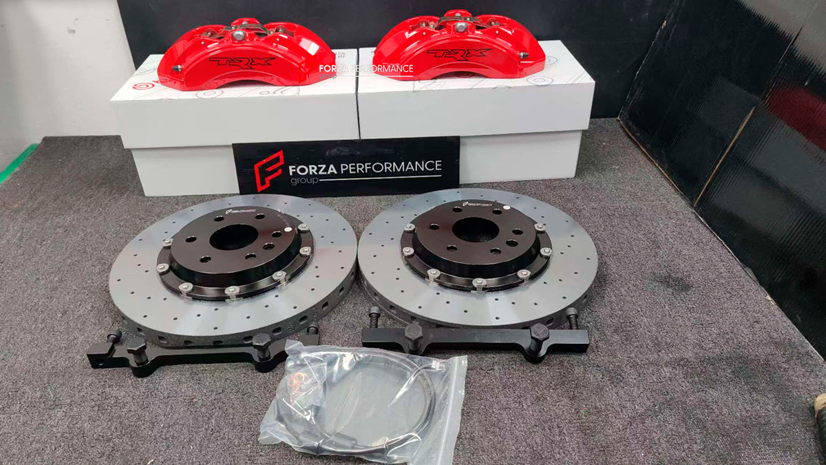 We manufacture premium quality carbon ceramic brakes discs rotors for RAM 1500 TRX 2021+ in any size

Specification:

Authentic Brembo X Style 6 Pot Front Brake Calipers
4 pot Rear Brake Calipers with Electric Parking Brake
Front disc: 405 mm, thickness 34 mm

Rear disc: 380 mm, thickness 28 mm
Material: Carbon Ceramic ( C / SiC) rings, Aluminium hat / bell

Includes: Carbon ceramic brake disсs / rotors, brake pads, brackets for calipers, hoses.

Fitment: Direct Bolt-On replace OE IRON

BRAKE DISCS ROTORS C