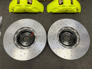 We manufacture premium quality carbon ceramic brakes discs rotors for ROLLS ROYCE CULLINAN SERIES 2 2024+ in any size

Specification:

Authentic Akebono 10 Pot Front Brake Calipers
Authentic Brembo 4 Pot Rear Brake Calipers
Electric Parking Brakes
Front disc: 440 mm, thickness 40 mm

Rear disc: 410 mm, thickness 32 mm
Material: Carbon Ceramic ( C / SiC) rings, Aluminium hat / bell

Includes: Carbon ceramic brake disсs / rotors, brake pads, brackets for calipers, hoses.

Fitment: Direct Bolt-On replace OE IR