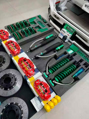 We manufacture premium quality carbon ceramic brakes discs rotors for TOYOTA LAND CRUISER 300 LC300 2021+ in any size

Specification:

Authentic AP Racing CP9560 6 Pot Front Brake Calipers
Authentic AP Racing CP9542 4 pot Rear Brake Calipers

Electric Parking Brakes
Front disc: 390 mm, thickness 36 mm

Rear disc: 380 mm, thickness 28 mm
Material: Carbon Ceramic ( C / SiC) rings, Aluminium hat / bell

Includes: Carbon ceramic brake disсs / rotors, brake pads, brackets for calipers, hoses.

Fitment: Direct Bo