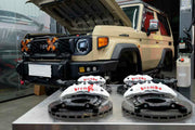 We manufacture premium quality carbon ceramic brakes discs rotors for TOYOTA LAND CRUISER 70 SERIES LC71 2023+ in any size

Specification:

Authentic Brembo 6 Pot Front Brake Calipers
Authentic Brembo 4&nbsp;pot Rear Brake Calipers

Electric Parking Brakes
Front disc

Rear disc
Material: Carbon Ceramic ( C / SiC) rings, Aluminium hat / bell

Includes: Carbon ceramic brake disсs / rotors, brake pads, brackets for calipers, hoses.

Fitment: Direct Bolt-On replace OE IRON

BRAKE DISCS ROTORS CAN BE MADE FOR YO
