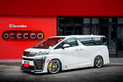We manufacture premium quality carbon ceramic brakes discs rotors for TOYOTA VELLFIRE AH30 2018 - 2023 in any size

Specification:

Genuine Ferrari 6 Pot Front Brake Calipers
Genuine Ferrari 4 pot Rear Brake Calipers with Electric Parking Brake
Front disc

Rear disc
Material: Carbon Ceramic ( C / SiC) rings, Aluminium hat / bell

Includes: Carbon ceramic brake disсs / rotors, brake pads, brackets for calipers, hoses.

Fitment: Direct Bolt-On replace OE IRON

BRAKE DISCS ROTORS CAN BE MADE FOR YOUR CAR IN AN