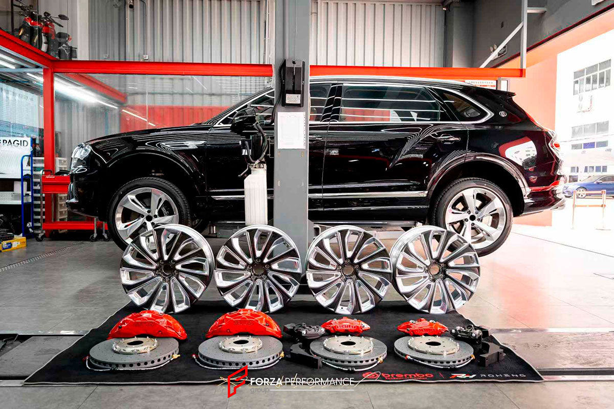 CARBON CERAMIC BIG BRAKE KIT for BENTLEY BENTAYGA PL71 FACELIFT 2020+

Forza Performance Group offers various types of big brake kits, all types of aftermarket brake calipers, as well as genuine original brands of all types, such as AP Racing, Brembo, Akebono, AMG, M Performance, Audi, Porsche, Lamborghini, Toyota TRD, etc.

Material: Carbon Ceramic

Current set includes:

2x Authentic Akebono 10 Pot Front Brake Calipers

2x Authentic Brembo 4 pot Rear Brake Calipers
2x Electronic Parking Brakes
2x Front Br
