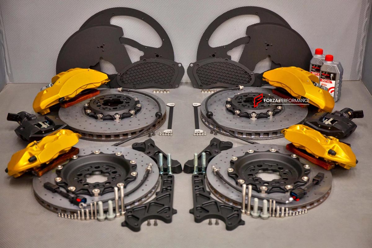 CARBON CERAMIC BIG BRAKE KIT for BMW M3 COMPETITION G80 2020 - 2024

Forza Performance Group offers various types of big brake kits, all types of aftermarket brake calipers, as well as genuine original brands of all types, such as AP Racing, Brembo, Akebono, AMG, M Performance, Audi, Porsche, Lamborghini, Toyota TRD, etc.

Material: Carbon Ceramic

Current set includes:

2x 6 Pot Front Brake Calipers

2x 4 pot Rear Brake Calipers
2x Front Brake Discs 400 mm
2x Rear Brake Discs 380 mm
2x Brake Caliper Adapte
