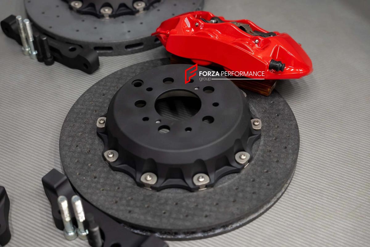 CARBON CERAMIC BIG BRAKE KIT for FERRARI 550 MARANELLO 1996 - 2002

Forza Performance Group offers various types of big brake kits, all types of aftermarket brake calipers, as well as genuine original brands of all types, such as AP Racing, Brembo, Akebono, AMG, M Performance, Audi, Porsche, Lamborghini, Toyota TRD, etc.

Material: Carbon Ceramic

Current set includes:

2x 6 Pot Front Brake Calipers

2x 4 pot Rear Brake Calipers
2x Front Brake Discs 355 mm
2x Rear Brake Discs 356 mm
2x Brake Caliper Adapter