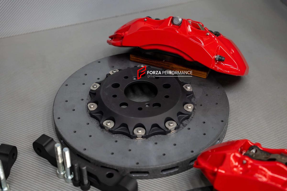CARBON CERAMIC BIG BRAKE KIT for FERRARI 550 MARANELLO 1996 - 2002

Forza Performance Group offers various types of big brake kits, all types of aftermarket brake calipers, as well as genuine original brands of all types, such as AP Racing, Brembo, Akebono, AMG, M Performance, Audi, Porsche, Lamborghini, Toyota TRD, etc.

Material: Carbon Ceramic

Current set includes:

2x 6 Pot Front Brake Calipers

2x 4 pot Rear Brake Calipers
2x Front Brake Discs 355 mm
2x Rear Brake Discs 356 mm
2x Brake Caliper Adapter