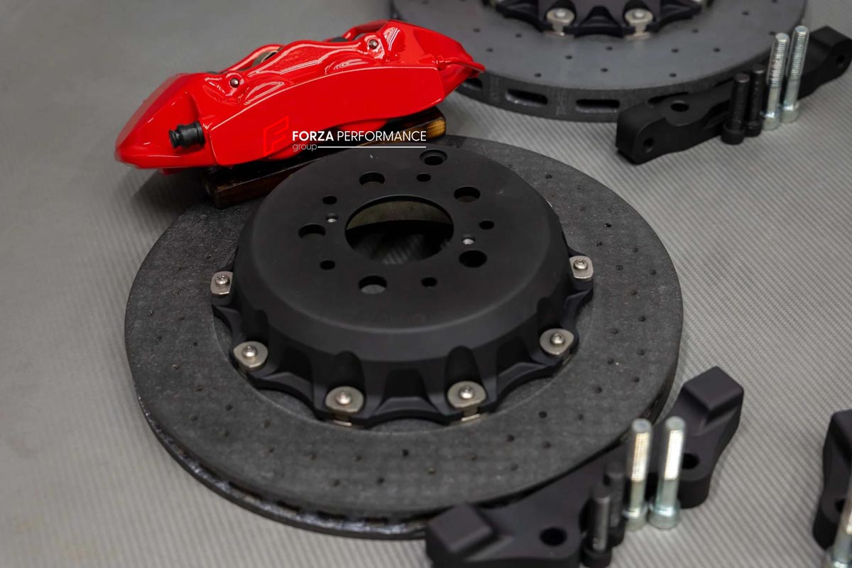 CARBON CERAMIC BIG BRAKE KIT for FERRARI 550 MARANELLO 1996 - 2002

Forza Performance Group offers various types of big brake kits, all types of aftermarket brake calipers, as well as genuine original brands of all types, such as AP Racing, Brembo, Akebono, AMG, M Performance, Audi, Porsche, Lamborghini, Toyota TRD, etc.

Material: Carbon Ceramic

Current set includes:

2x 6 Pot Front Brake Calipers

2x 4 pot Rear Brake Calipers
2x Front Brake Discs 355 mm
2x Rear Brake Discs 356 mm
2x Brake Caliper Adapter
