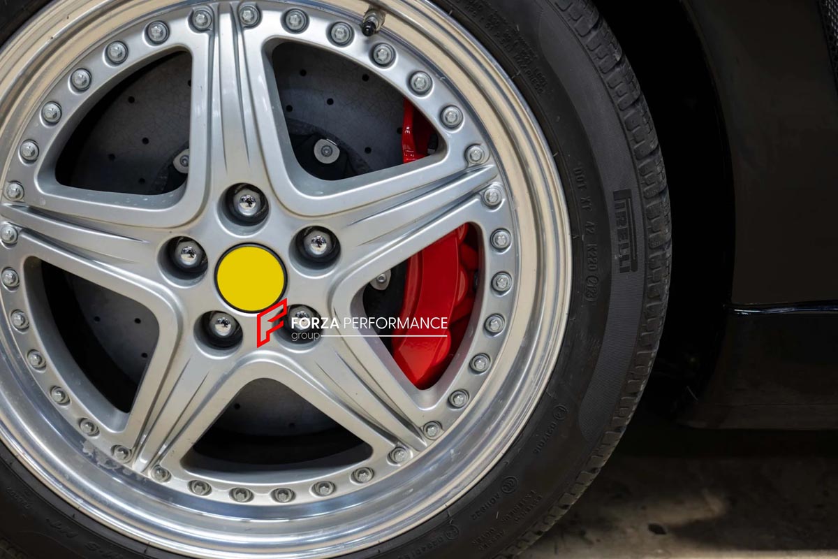 CARBON CERAMIC BIG BRAKE KIT for FERRARI 550 MARANELLO 1996 - 2002

Forza Performance Group offers various types of big brake kits, all types of aftermarket brake calipers, as well as genuine original brands of all types, such as AP Racing, Brembo, Akebono, AMG, M Performance, Audi, Porsche, Lamborghini, Toyota TRD, etc.

Material: Carbon Ceramic

Current set includes:

2x 6 Pot Front Brake Calipers

2x 4 pot Rear Brake Calipers
2x Front Brake Discs 355 mm
2x Rear Brake Discs 356 mm
2x Brake Caliper Adapter