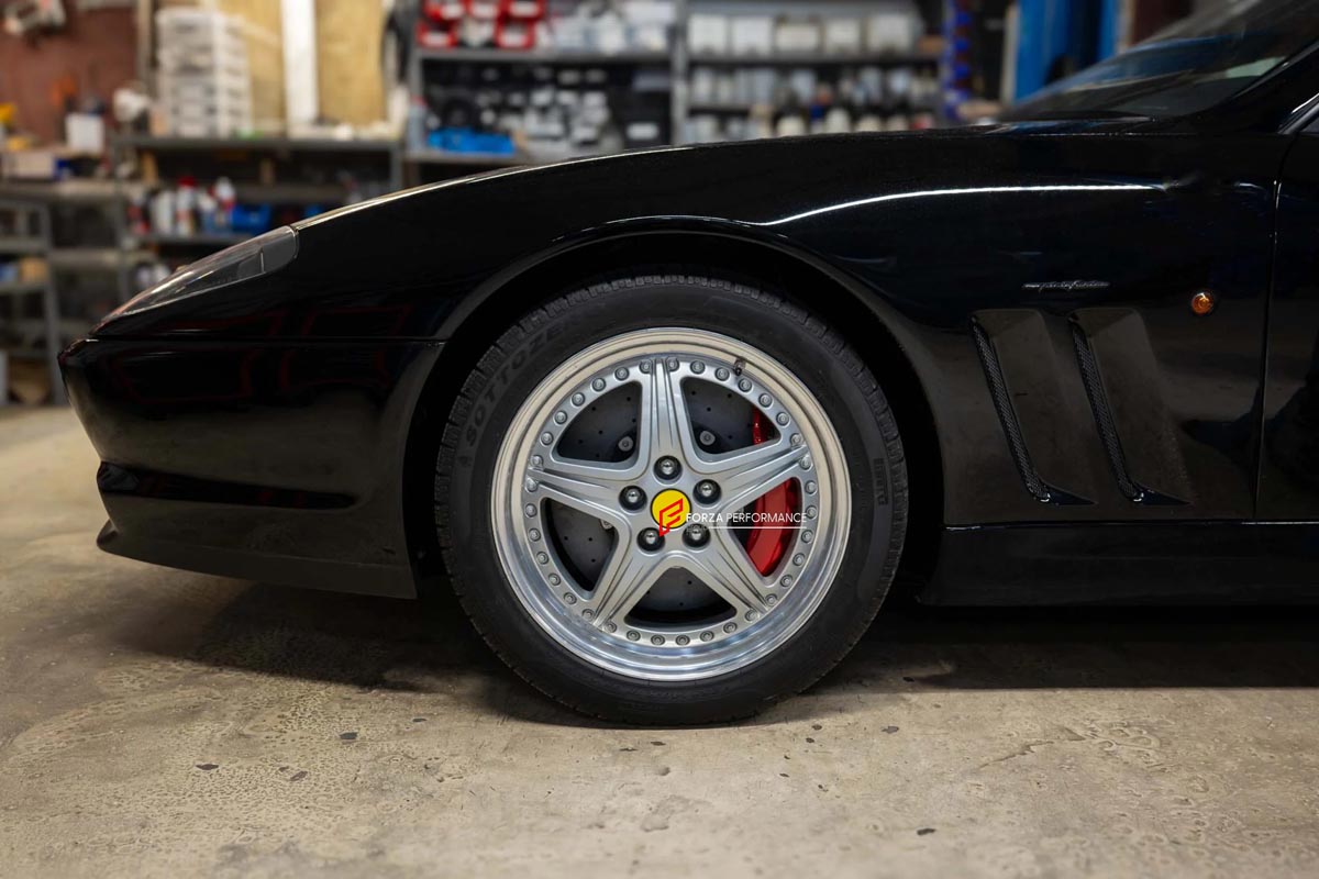 CARBON CERAMIC BIG BRAKE KIT for FERRARI 550 MARANELLO 1996 - 2002

Forza Performance Group offers various types of big brake kits, all types of aftermarket brake calipers, as well as genuine original brands of all types, such as AP Racing, Brembo, Akebono, AMG, M Performance, Audi, Porsche, Lamborghini, Toyota TRD, etc.

Material: Carbon Ceramic

Current set includes:

2x 6 Pot Front Brake Calipers

2x 4 pot Rear Brake Calipers
2x Front Brake Discs 355 mm
2x Rear Brake Discs 356 mm
2x Brake Caliper Adapter