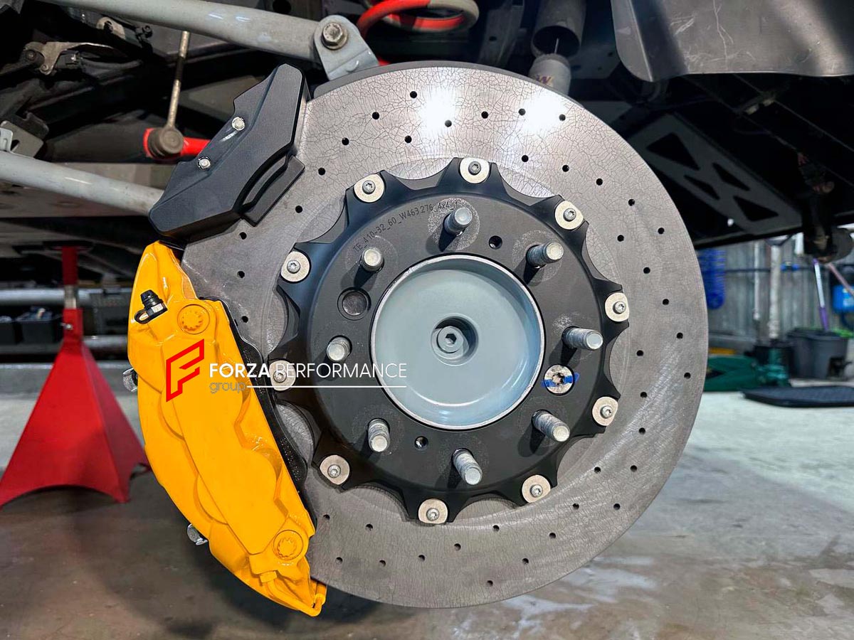 CARBON CERAMIC BIG BRAKE KIT for MERCEDES-BENZ G-CLASS 4×4

Forza Performance Group offers various types of big brake kits, all types of aftermarket brake calipers, as well as genuine original brands of all types, such as AP Racing, Brembo, Akebono, AMG, M Performance, Audi, Porsche, Lamborghini, Toyota TRD, etc.

Material: Carbon Ceramic

Current set includes:

2x 6 Pot Front Brake Calipers
2x 4 pot Rear Brake Calipers
2x Electronic Parking Brakes
2x Front Brake Discs 440 mm
2x Rear Brake Discs 410 mm
4x B