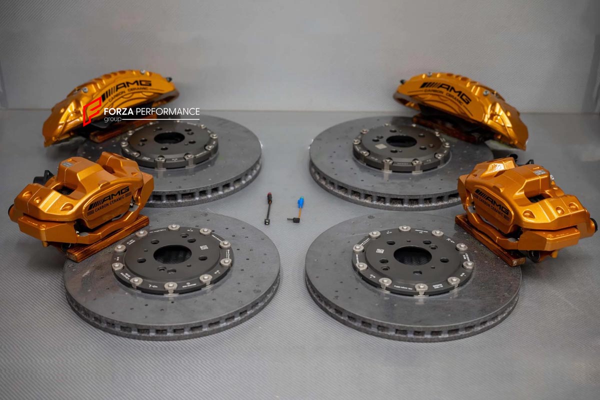 CARBON CERAMIC BIG BRAKE KIT for MERCEDES-BENZ SL 63 AMG R232 2022+

Forza Performance Group offers various types of big brake kits, all types of aftermarket brake calipers, as well as genuine original brands of all types, such as AP Racing, Brembo, Akebono, AMG, M Performance, Audi, Porsche, Lamborghini, Toyota TRD, etc.

Material: Carbon Ceramic

Current set includes:

2x Genuine Mercedes Benz AMG 6 Pot Front Brake Calipers

2x Genuine Mercedes Benz AMG 1 pot Rear Brake Calipers
2x Front Brake Discs 402 m