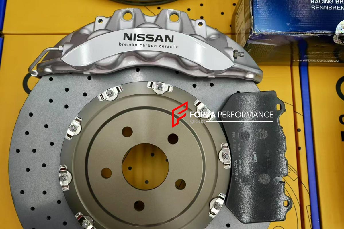 CARBON CERAMIC BIG BRAKE KIT for NISSAN GTR R35

Forza Performance Group offers various types of big brake kits, all types of aftermarket brake calipers, as well as genuine original brands of all types, such as AP Racing, Brembo, Akebono, AMG, M Performance, Audi, Porsche, Lamborghini, Toyota TRD, etc.

Material: Carbon Ceramic

Current set includes:

2x Authentic Brembo 6 Pot Front Brake Calipers

2x Authentic Brembo 4 pot Rear Brake Calipers
2x Electronic Parking Brakes
2x Front Brake Discs 410 mm
2x Rear