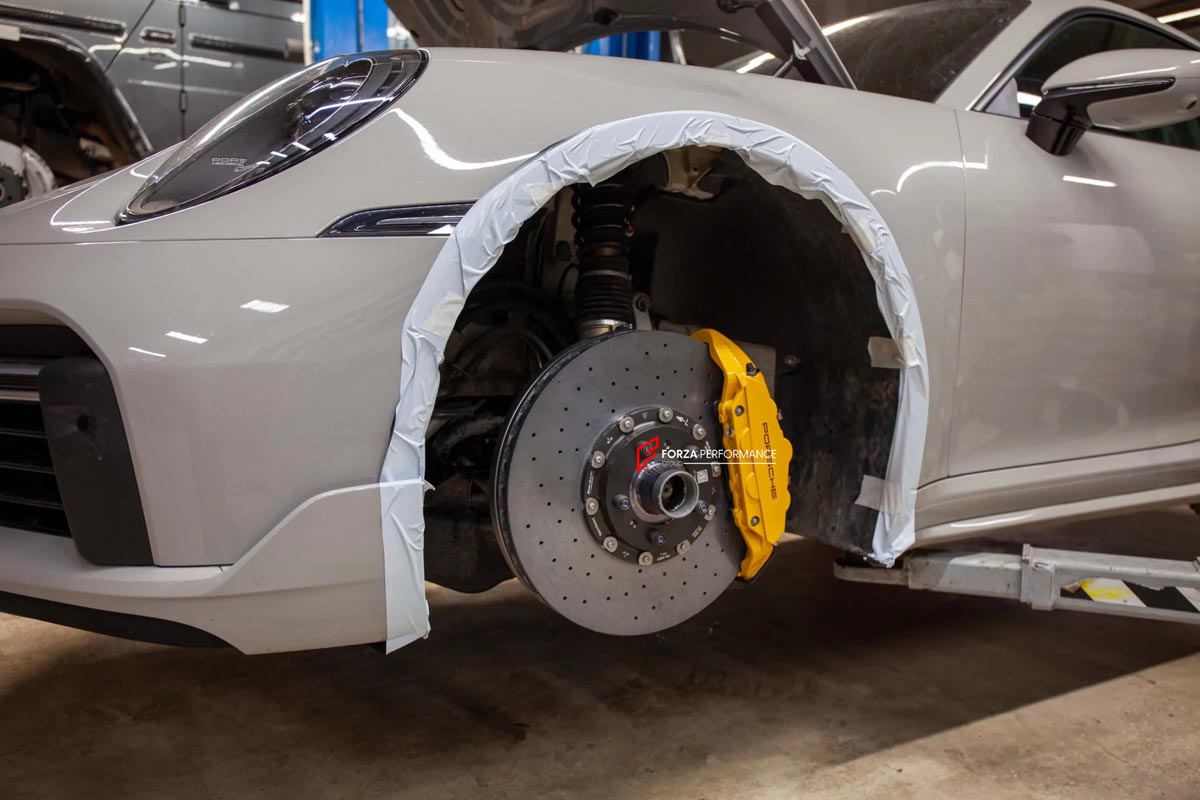 CARBON CERAMIC BIG BRAKE KIT for PORSCHE 911 992.1 TURBO S 2020+

Forza Performance Group offers various types of big brake kits, all types of aftermarket brake calipers, as well as genuine original brands of all types, such as AP Racing, Brembo, Akebono, AMG, M Performance, Audi, Porsche, Lamborghini, Toyota TRD, etc.

Material: Carbon Ceramic

Current set includes:

2x Genuine Porshce Turbo S 10 Pot Front Brake Calipers
2x Genuine Porshce Turbo S 4 pot Rear Brake Calipers
2x Front Brake Discs 420 mm

2x R