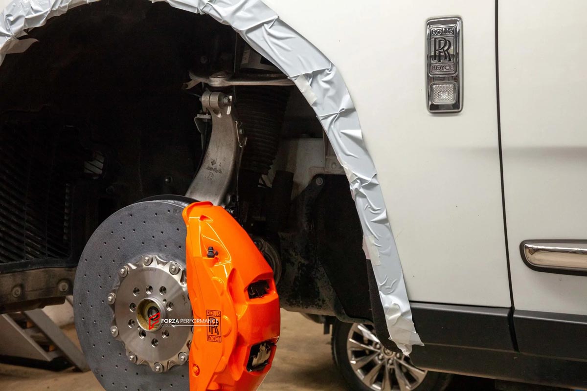 CARBON CERAMIC BIG BRAKE KIT for ROLLS-ROYCE CULLINAN 2018 - 2024

Forza Performance Group offers various types of big brake kits, all types of aftermarket brake calipers, as well as genuine original brands of all types, such as AP Racing, Brembo, Akebono, AMG, M Performance, Audi, Porsche, Lamborghini, Toyota TRD, etc.

Material: Carbon Ceramic

Current set includes:

2x Authentic Akebono 10 Pot Front Brake Calipers

2x Authentic Brembo 4 pot Rear Brake Calipers
2x Front Brake Discs 440 mm
2x Rear Brake Di