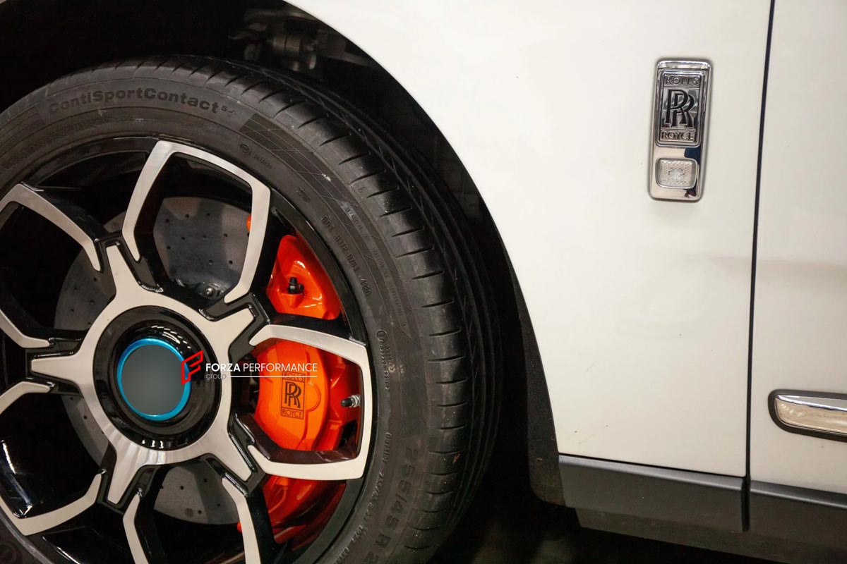 CARBON CERAMIC BIG BRAKE KIT for ROLLS-ROYCE CULLINAN 2018 - 2024

Forza Performance Group offers various types of big brake kits, all types of aftermarket brake calipers, as well as genuine original brands of all types, such as AP Racing, Brembo, Akebono, AMG, M Performance, Audi, Porsche, Lamborghini, Toyota TRD, etc.

Material: Carbon Ceramic

Current set includes:

2x Authentic Akebono 10 Pot Front Brake Calipers

2x Authentic Brembo 4 pot Rear Brake Calipers
2x Front Brake Discs 440 mm
2x Rear Brake Di