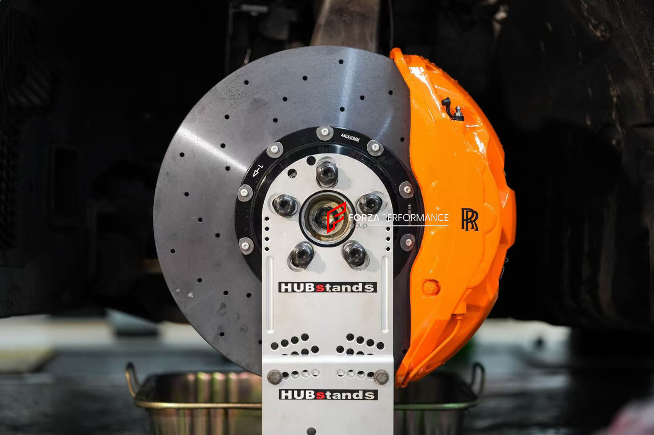 We manufacture premium quality carbon ceramic brakes discs rotors for ROLLS ROYCE CULLINAN 2018 - 2024 in any size

Specification:

Authentic Akebono 10 Pot Front Brake Calipers
Front disc: 440 mm, thickness 40 mm

Material: Carbon Ceramic ( C / SiC) rings, Aluminium hat / bell

Includes: Carbon ceramic brake disсs / rotors, brake pads, brackets for calipers, hoses.

Fitment: Direct Bolt-On replace OE IRON

BRAKE DISCS ROTORS CAN BE MADE FOR YOUR CAR IN ANY SIZE AND UPGRADED FROM IRON / STEEL DISCS TO CARBO