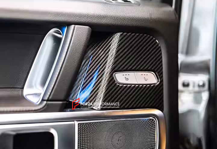 CARBON DOOR PANEL SEAT SWITCH FRAME for MERCEDES-BENZ G-CLASS G450 G350 G500 G550 AMG G63 G63 W465 2024+

Set includes:

Door Panel Seat Switch Frame

Material: Carbon Fiber