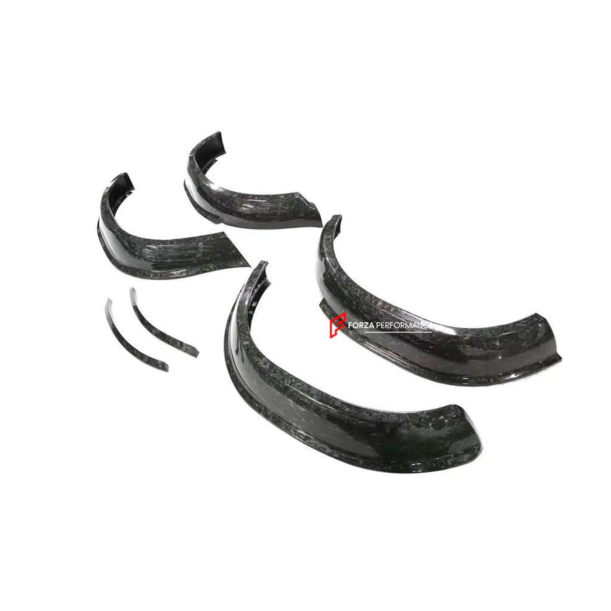 CARBON FENDER ARCHES for FORD BRONCO VI U725 4 DOOR 2021+ Forza Performance Custom fit
Set includes:

Front Fender Arches
Rear Fender Arches
Rear Fender Arch Extension Trims
Material: Carbon (Can be made in Diagonal Twill or Forged Pattern)

NOTE: Professional installation is required.