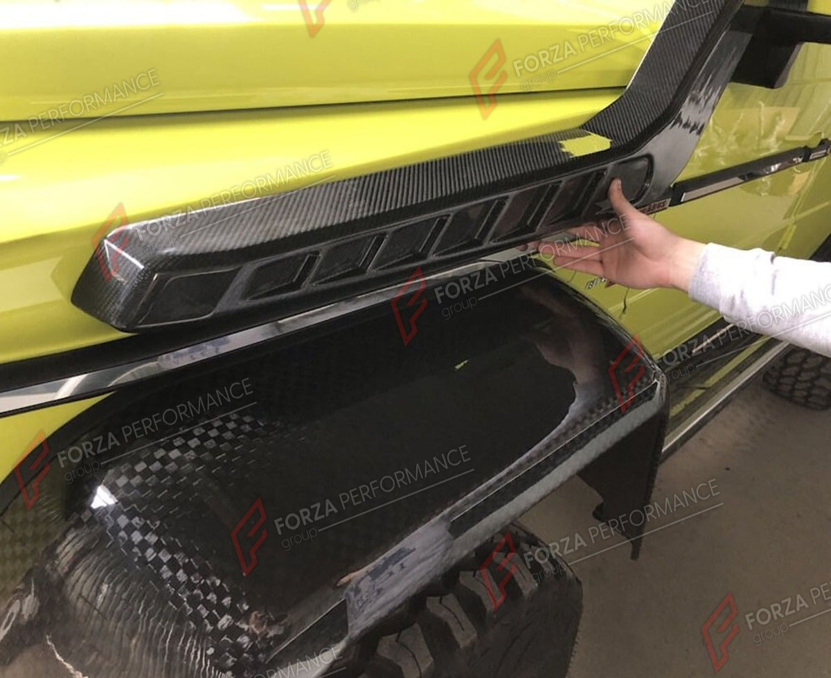 CARBON FIBER AIR INTAKE SNORKELS for MERCEDES BENZ G CLASS W463 G500 G550 G55 G63 G65 2004 - 2018 FORZA PERFORMANCE Custom Fit
Set includes:

Air Intake Snorkels
Material: Carbon Fiber

NOTE: Professional installation is required.

Why “Contact Us for Pricing”?
We don’t display fixed prices because our goal is to offer you the most competitive deal possible. Product costs often decrease over time, and by requesting a quote, you’ll receive our most up-to-date price on market.

SECURED PAYMENT METHODS
PayPal 
