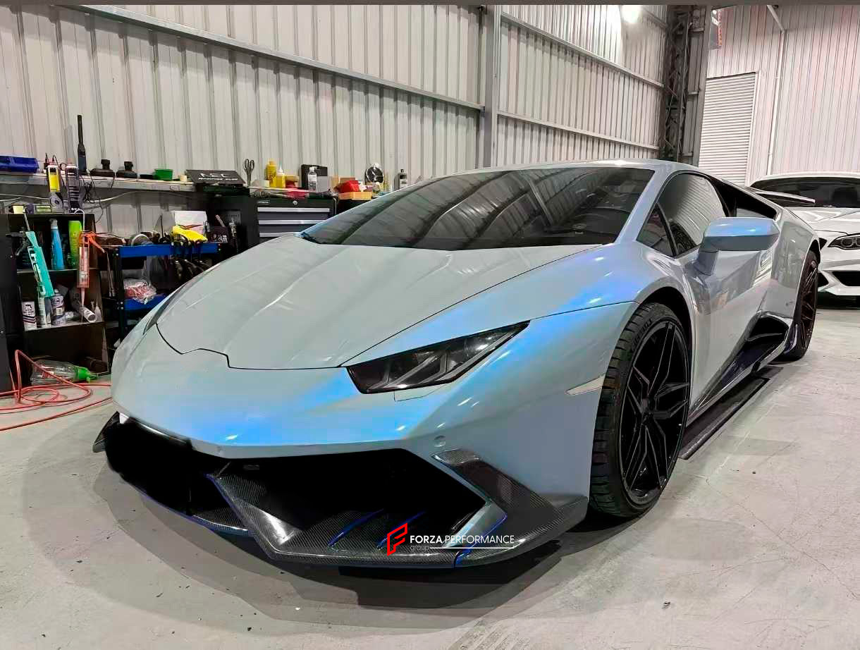 CARBON FIBER BODY KIT for LAMBORGHINI HURACAN LP610-4 LP580-2 2013 - 2016

Set includes:
Front Lip
Front Bumper Trims
Side Skirts
Rear Spoiler
Rear Diffuser

Material: Carbon Fiber

Note: Professional installation is required